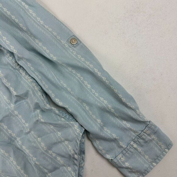 Paige TENNA Blue Striped Chambray Button Up Shirt 100% Tencel Lyocell L/S Sz XS - Picture 5 of 10